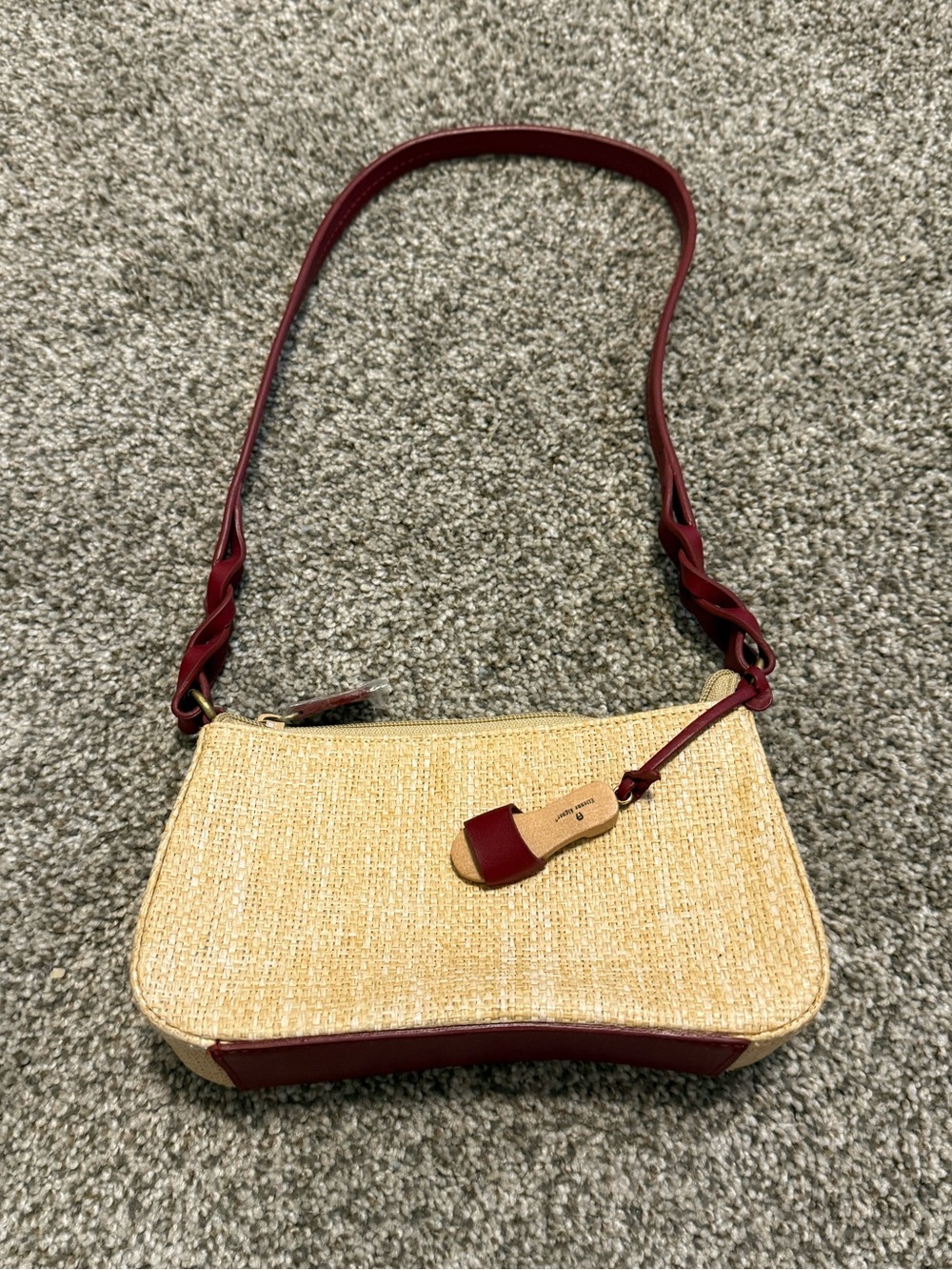 Vintage Etienne Aigner Straw Shoulder Bag with Leather Charm